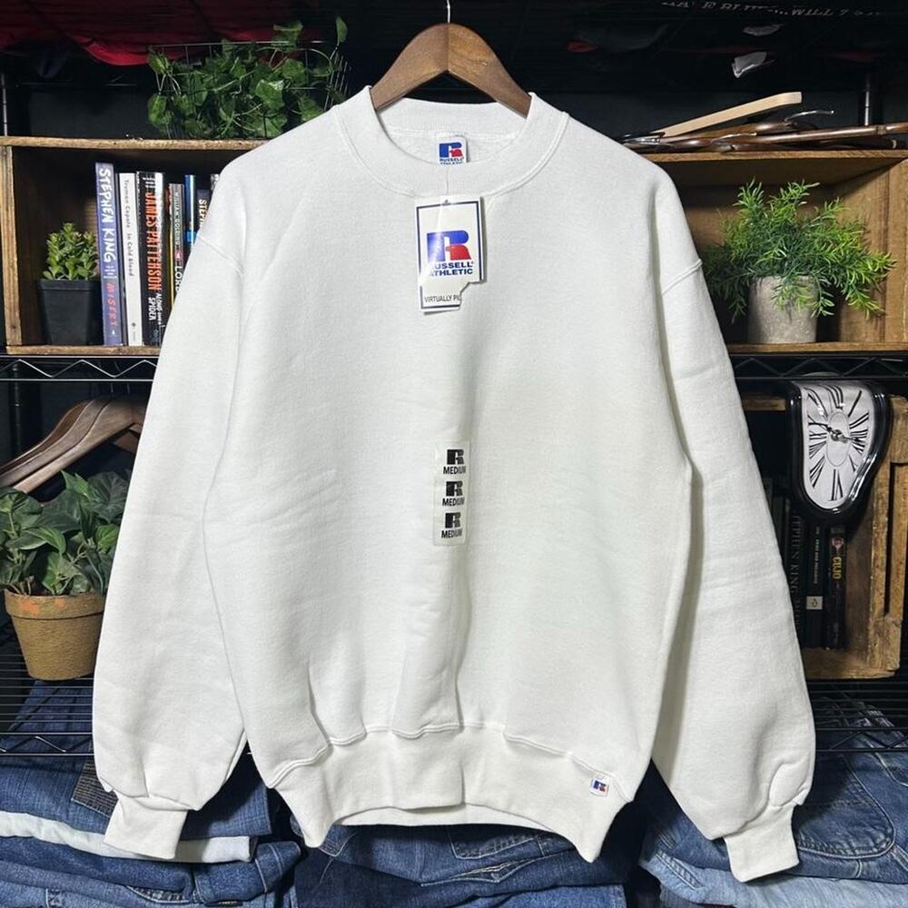 Vintage 90s Russell Athletic Deadstock Crewneck White New With Tags Sweatshirt